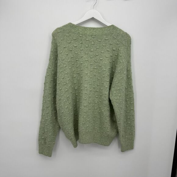 H&M Light Green Fuzzy Crewneck Sweater Acrylic Wool Blend Size Small - Picture 7 of 8